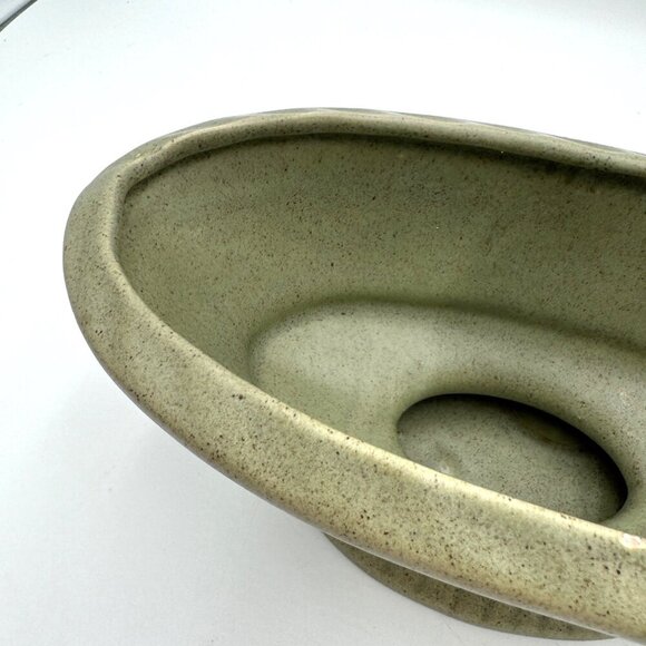 Vintage Haeger Pottery Green Oval Compote Planter Mid Century - Picture 6 of 16